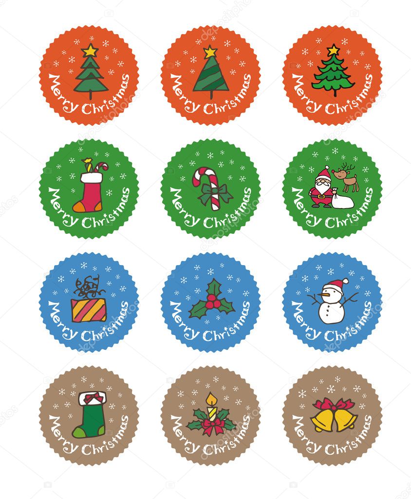 Christmas sticker, label design