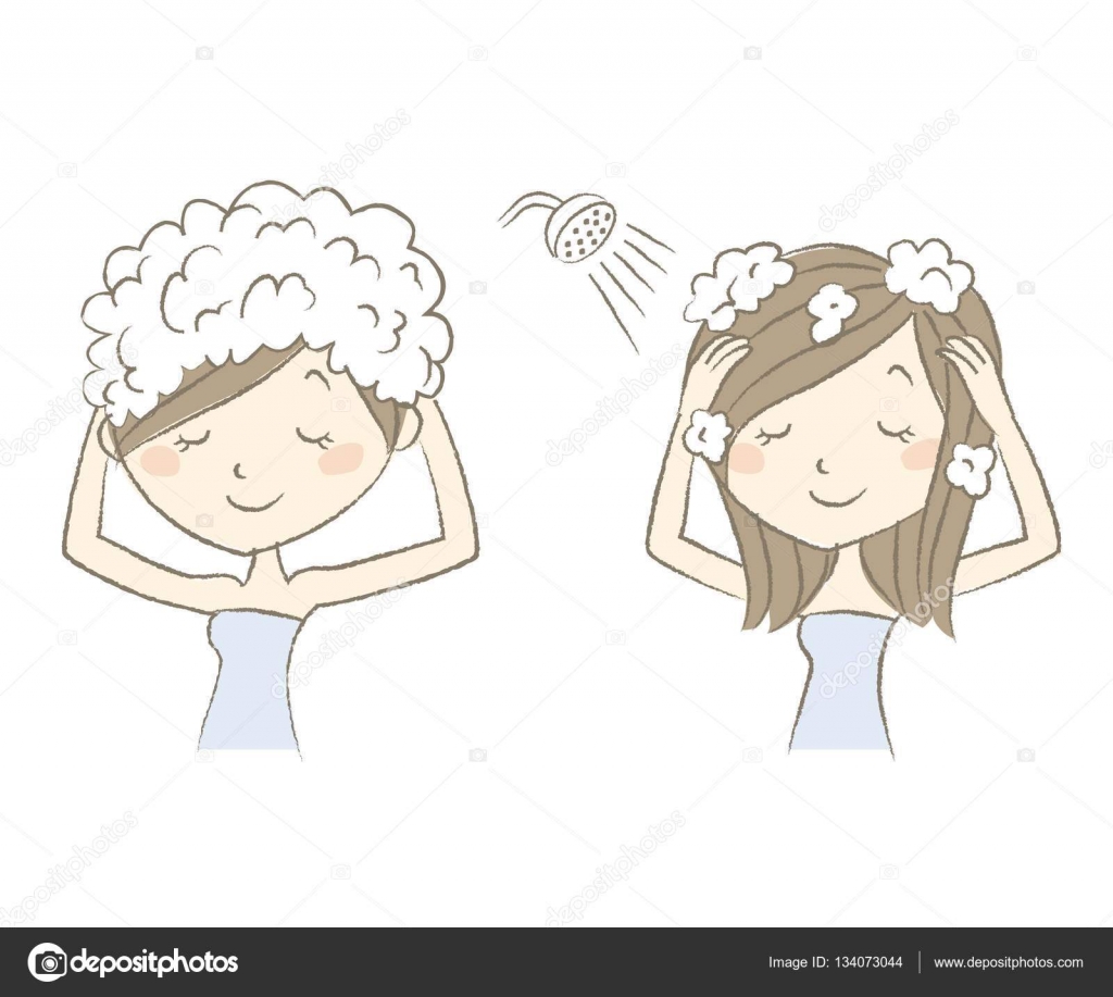Woman washing her hair with shampoo Stock Vector Image by ...
