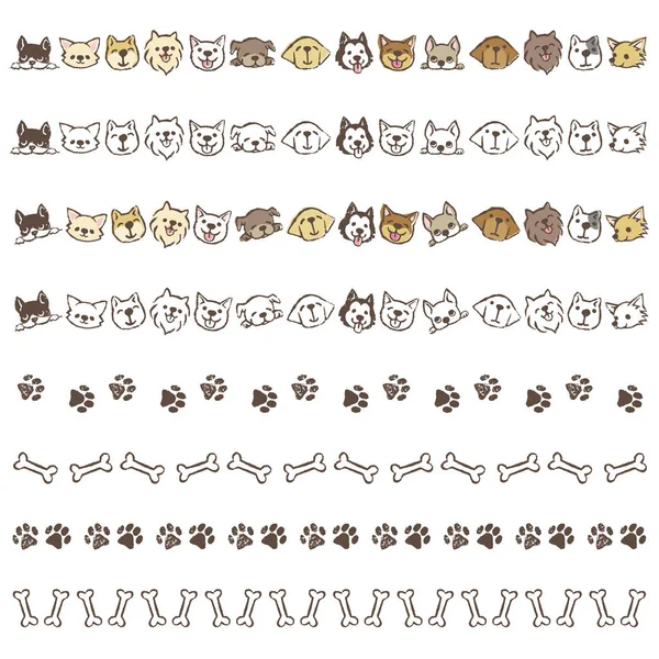 Kenarlık çizgi farklı köpekler, kemik ve ayak izleri ile dekore edilmiş