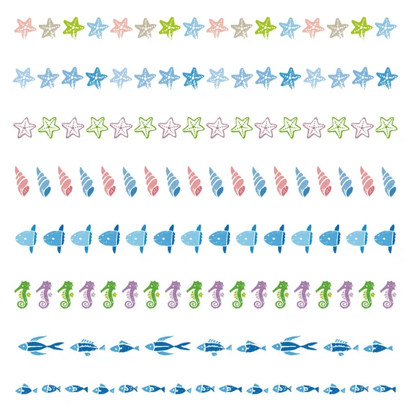 夏海要素の枠線の装飾 — ストックベクタ