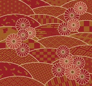 Japon geleneksel desenler ve krizantem
