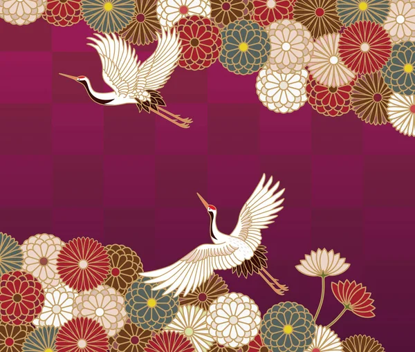 Vinçler ve Kasımpatı Japon geleneksel desen