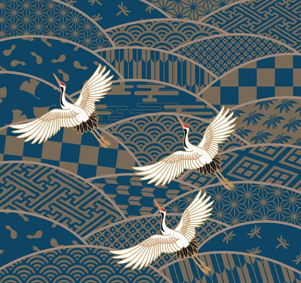 Vinçler ve dalga, Japon geleneksel desen