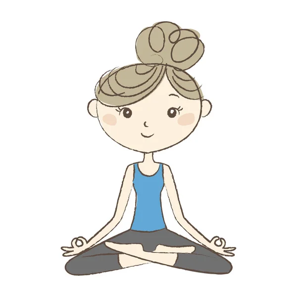 Yoga oefening, vrouw in de easy pose — Stockvector