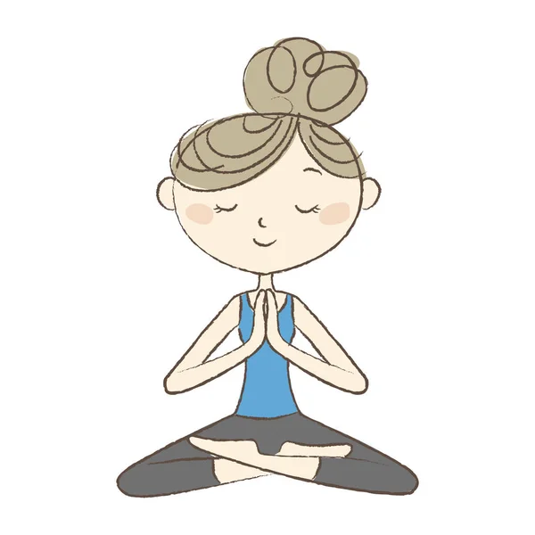 Yoga oefening, vrouw in de easy pose — Stockvector