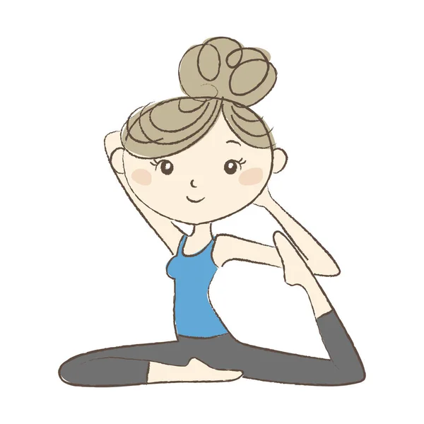 Ejercicio de yoga, mujer en pose de paloma — Vector de stock