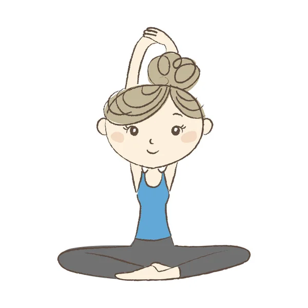 Ejercicio de yoga, mujer en pose de loto — Vector de stock