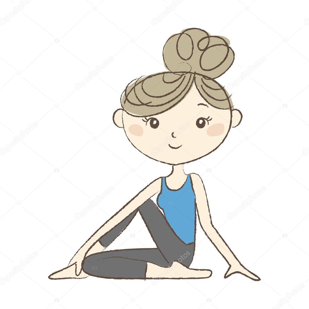 Yoga exercise, woman in Lord of the Fish Pose