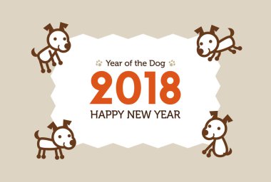 Mutlu yeni yıl kartı 2018, köpek resimde yılı