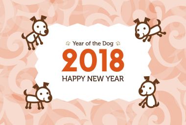 Mutlu yeni yıl kartı 2018, köpek resimde yılı
