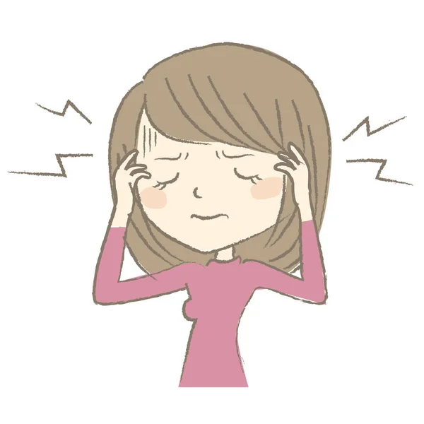 baş ağrısı olan genç bir kadın