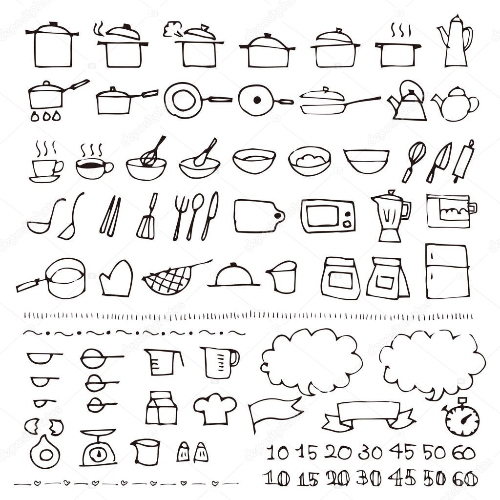 Hand drawn cookware sketch icon