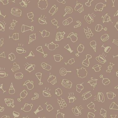 Çizilmiş kroki tatlılar el ve desen iç