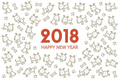 2018 yeni yıl kartı ile şirin köpek