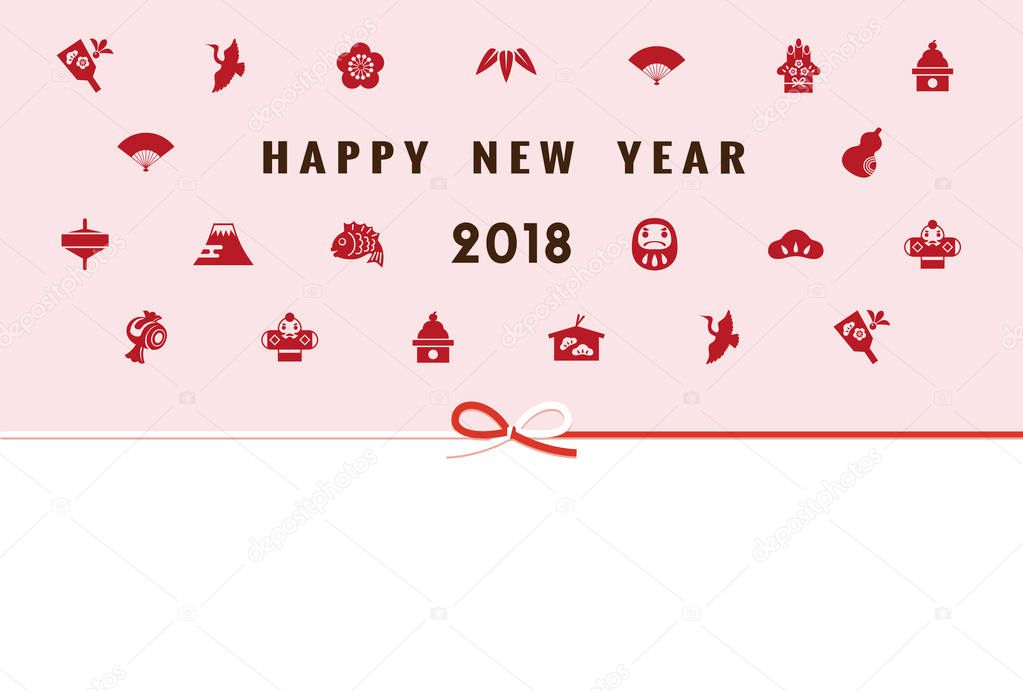 New Year card with Japanese new year elements
