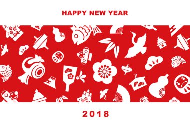 2018 yeni yıl kartı illüstrasyon