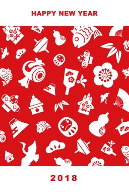 2018 yeni yıl kartı illüstrasyon