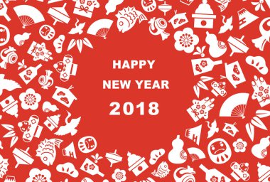 Yeni yıl kartı için yıl 2018 Japon yeni yıl iyi şanslar YYK ile