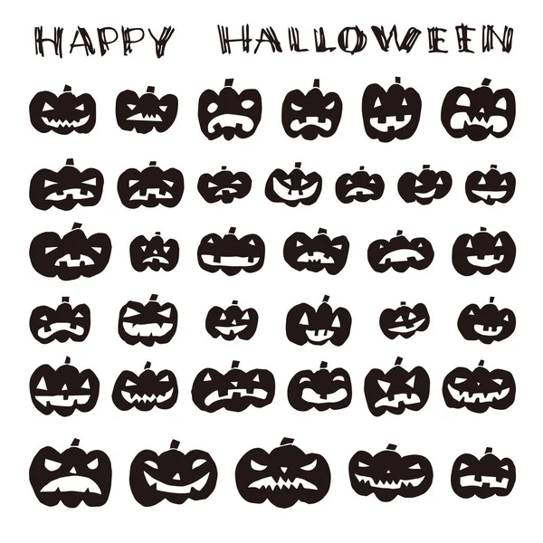 Hand dras pumpa ”Jack o lantern” illustration set — Stock vektor