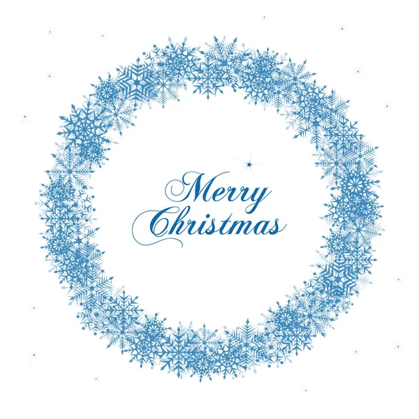 Christmas snowflake krans och hälsning word ”Merry Christmas" — Stock vektor