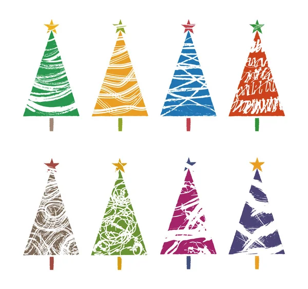 Colorful Christmas tree collections, graphic elements — Stock Vector