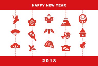 2018 yeni yıl kartı illüstrasyon