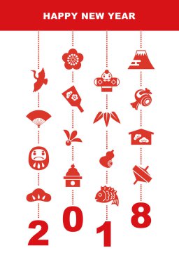 2018 yeni yıl kartı iyi şanslar elemanları ile