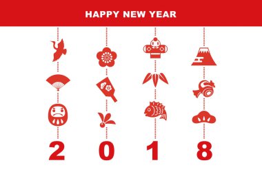 2018 yeni yıl kartı iyi şanslar elemanları ile