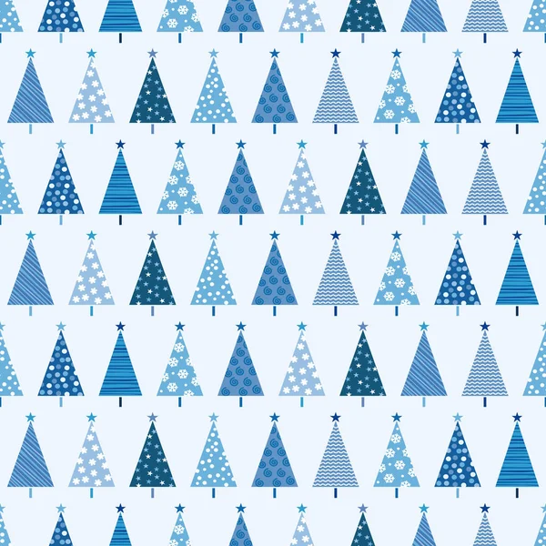 Hafif mavi ba üzerinde Noel ağaçları ile Seamless Noel modeli — Stok Vektör