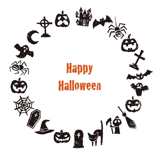 Věnec Halloween jack o lucernou, bat, hrob a spider — Stockový vektor