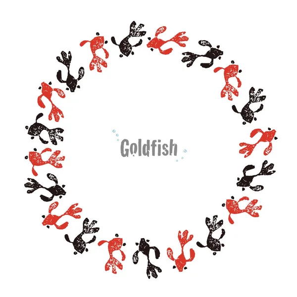 Декоративний вінок з золотими рибками — стоковий вектор