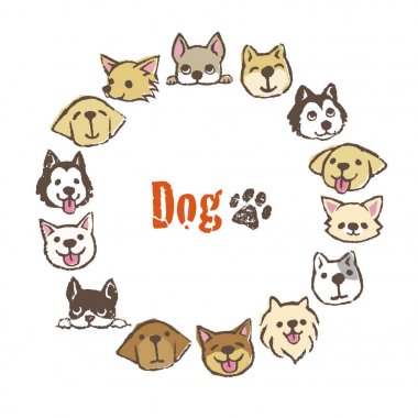Sevimli köpek, gövde tasarımı ile daire kare