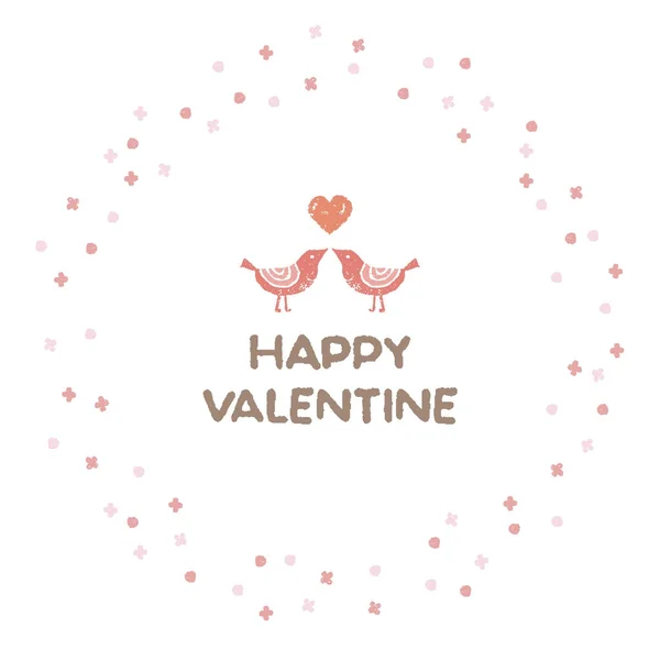 Valentine věnec s malými květy a ptáci — Stockový vektor