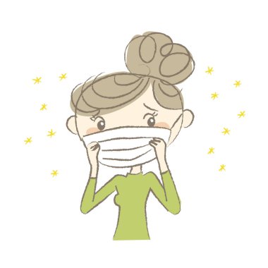 Ameliyat maskesi saman nezlesi sahip olan kadın