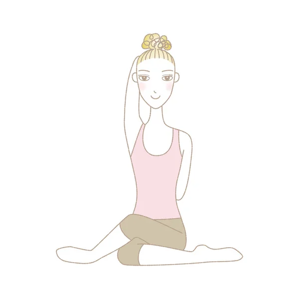 Yoga-Übung, Yoga-Pose, Frau in Kuhgesicht-Pose — Stockvektor