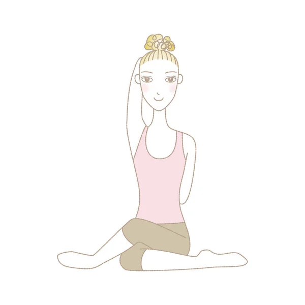 Ejercicio de yoga, pose de yoga, mujer en la cara de vaca — Vector de stock