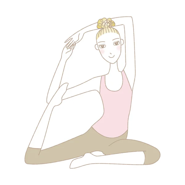 Yoga oefening, yoga pose, vrouw in Pegeion Pose — Stockvector