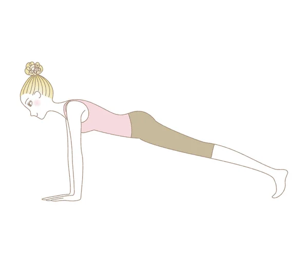 Pose de yoga, femme dans la pose de planche — Image vectorielle