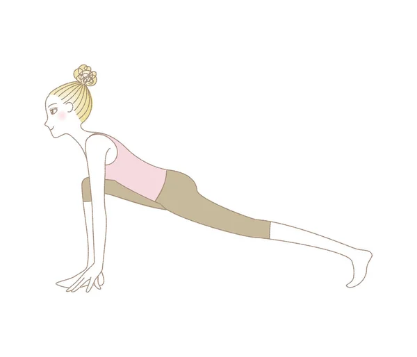 Postura de yoga, mujer en alta postura — Vector de stock