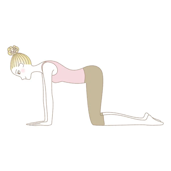 Yoga berpose, wanita di Pose Sapi - Stok Vektor