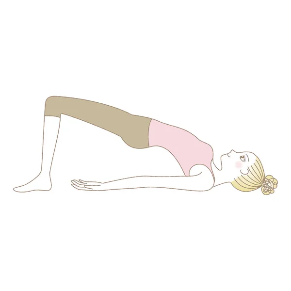 Pose de yoga, femme dans la pose de pont — Image vectorielle