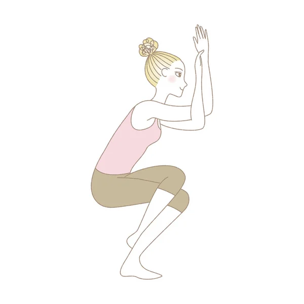Pose de yoga, femme dans la pose d'aigle — Image vectorielle