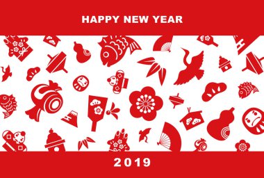 2019 yeni yıl kartı illüstrasyon