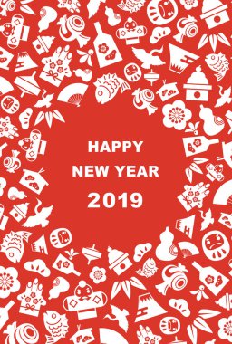 Yıl 2019 Japon yeni yıl iyi şanslar YYK ile yeni yıl kartı