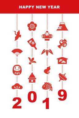 2019 yeni yıl kartı iyi şanslar elemanları ile