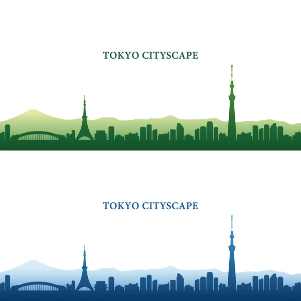 Tokyo Cityscape, Tokyo Tower y Tokyo Skytree, monumentos — Archivo Imágenes Vectoriales