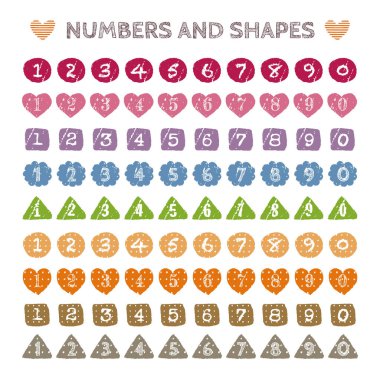 Elle çizilmiş renkli Sayılar ve Şekiller, Grafik elementler