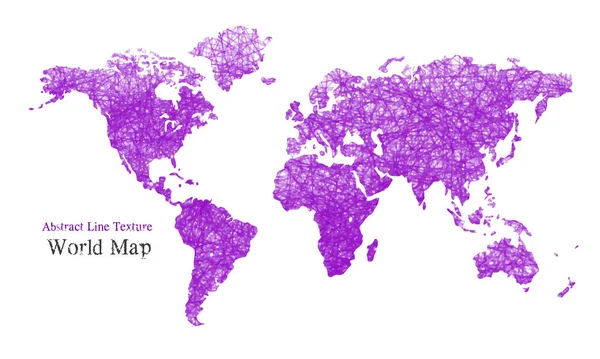 Wold Map com textura de linha abstrata — Vetor de Stock