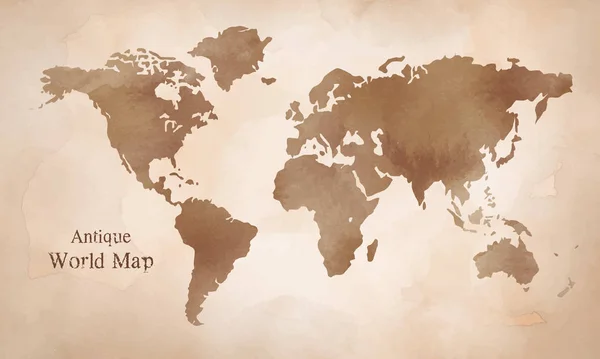 Antique Wold Map with Watercolor texture — 스톡 벡터