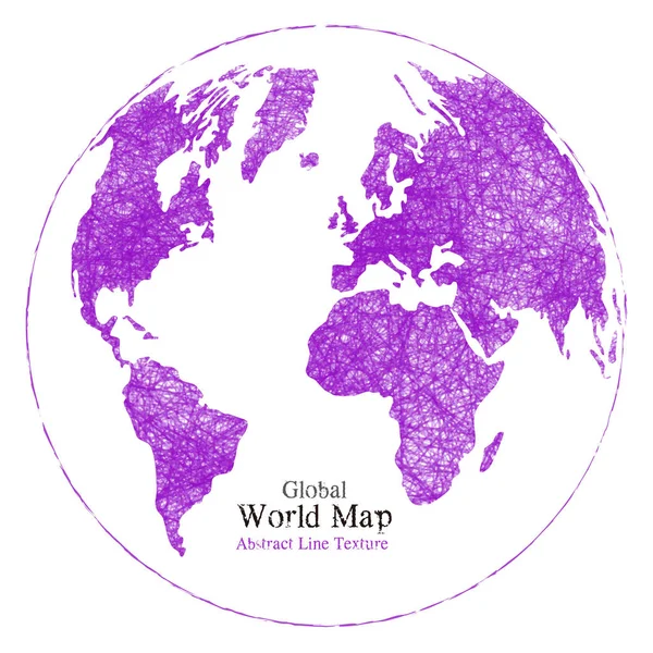 Mapa do mundo global com extura de linha abstrata — Vetor de Stock